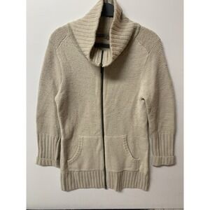 SmartWool Sweater Womens Large Cream Cardigan Hesperus Merino Wool Full Zip